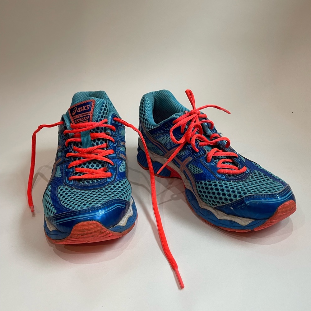 Asics Blue and Orange Athletic Sneakers